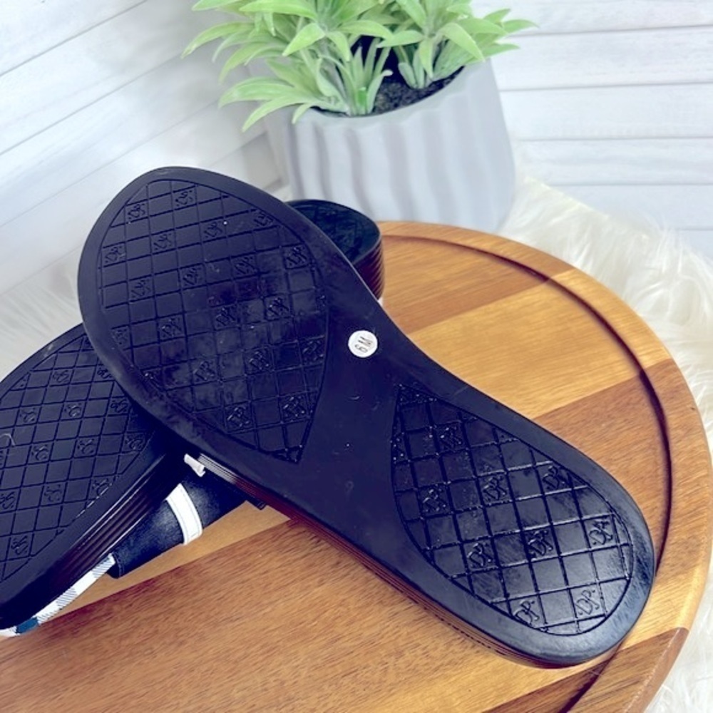 DONALD PLINER Navy White Fifi Wedge Flip Flop Summer Nautical Sandal 6 - Picture 7 of 11